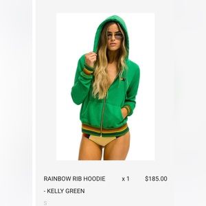 Green aviator nation, rainbow rib, hoodie, size small